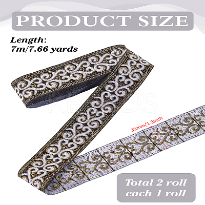1 Bundle Ethnic Style Polyester Jacquard Floral Ribbon OCOR-LP0001-04-1