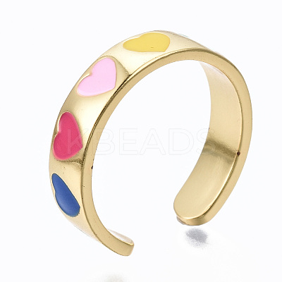 Brass Enamel Cuff Rings RJEW-S045-076-NR-1