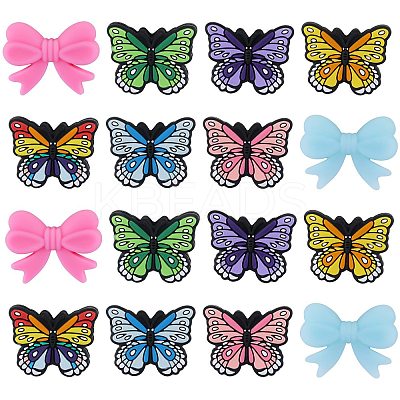 16Pcs 8 Styles Food Grade Silicone Focal Beads SIL-SZ0002-22-1