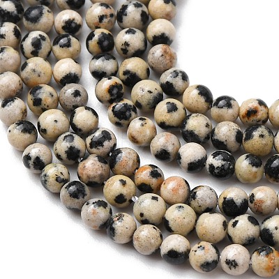 Natural Dalmatian Jasper Beads Strands G-Z116-A10-3mm-1