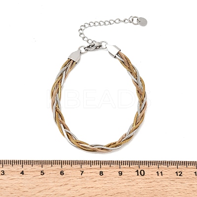 304 Stainless Steel Interlocking Herringbone Chain Bracelet for Women BJEW-K240-08A-M-1
