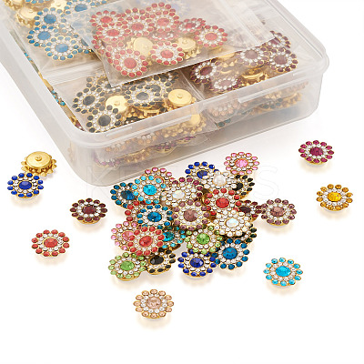 300Pcs 15 Style Flower Shape Rhinestone Buttons RB-YS0001-02-1