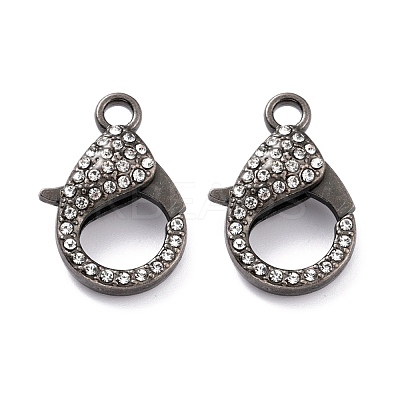 Alloy Rhinestone Lobster Claw Clasps PALLOY-L166-01B-1