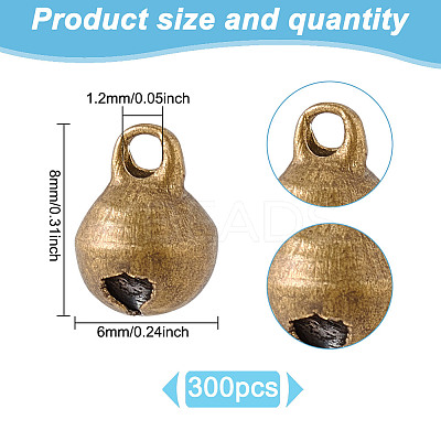 300Pcs Brass Bell Pendants KK-HY0003-77-1