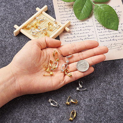 Brass Clip on Earring Converter KK-TA0007-43-1