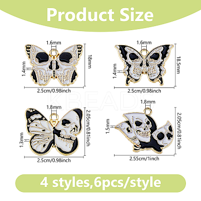 24Pcs 4 Styles Halloween Theme Alloy Enamel Pendants ENAM-DC0002-07-1