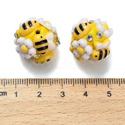 Polymer Clay Rhinestone Beads with Resin RESI-Z045-05-1