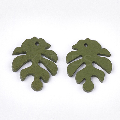 Painted Poplar Wood Pendants WOOD-T021-11K-1