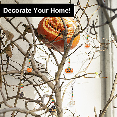 Halloween Theme Alloy Enamel Pendant Decorations HJEW-AB00251-1