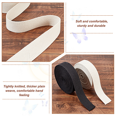 2Pcs 2 Colors 10 Yards Flat Cotton Ribbon OCOR-PH0002-56-1