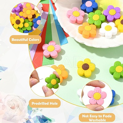14Pcs 7 Colors Silicone Beads SIL-CJ0002-90-1
