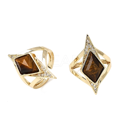 Brass Micro Pave Cubic Zirconia Cuff Rings for Women GG-CBA7610-11G-01-1
