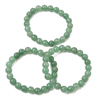 Natural Green Strawberry Quartz Round Beaded Stretch Bracelets for Women GG-CBA3F02-01-1