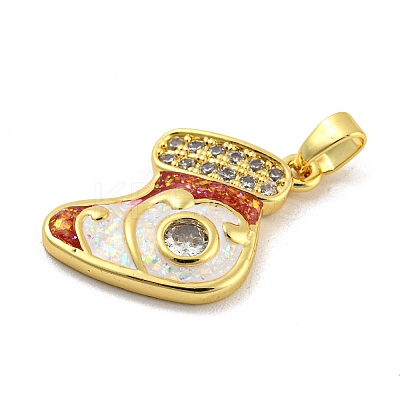 Christmas Brass Micro Pave Cubic Zirconia Pendants KK-H468-02D-01G-1