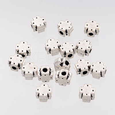 Greek Cross Tibetan Style Alloy Beads AB5085Y-1