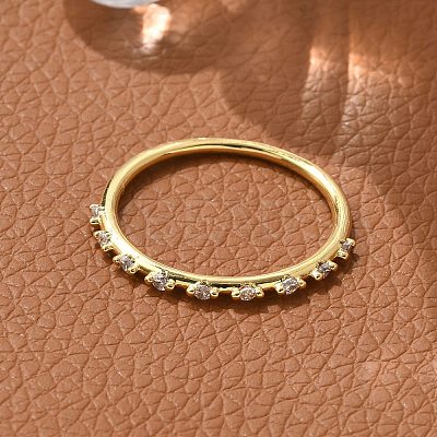 Brass Micro Pave Clear Cubic Zirconia Finger Rings RJEW-C120-19G-1