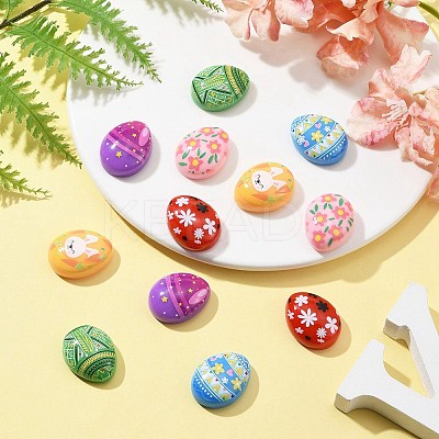 12Pcs 6 Colors Easter Cartoon Opaque Resin Cabochons RESI-FS0001-56-1
