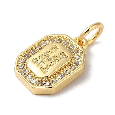 Real 18K Gold Plated Brass Micro Pave Clear Cubic Zirconia Pendants KK-L216-002G-M-1