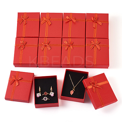 Rectangle Paper Jewelry Set Storage Boxes with Bowknot CON-TAC0014-04D-1