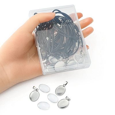 DIY Blank Dome Pendant Necklace Making Kit DIY-YW0006-50-1