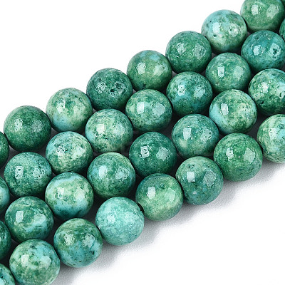 Dyed Synthetic Fossil Beads Strands G-T139-6mm-66E-1