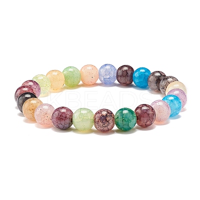 8.5MM Imitation Gemstone Glass Round Beads Stretch Bracelet for Women X-BJEW-JB07415-1