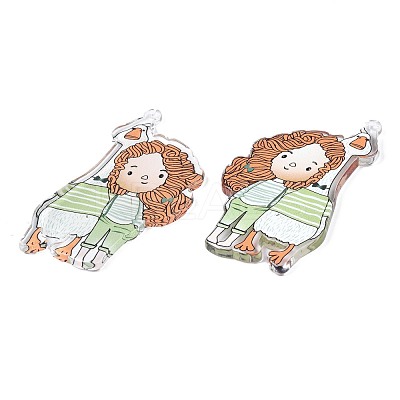 Transparent Printed Acrylic Big Pendants OACR-N133-007-1