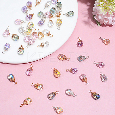 50Pcs 2 Styles Transparent Glass Charms PALLOY-BM00028-1