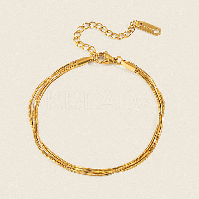 304 Stainless Steel Snake Chain 3-Strand Bracelets for Women UU3711-1