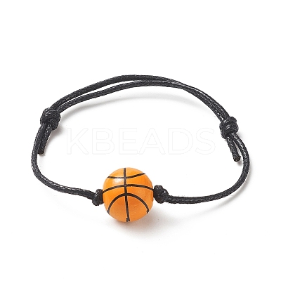 Dyed Natural Wood Sport Theme Beaded Braccelet BJEW-JB09185-1