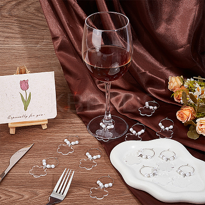 24Pcs Flower Acrylic Wine Glass Charms HJEW-BC00037-1