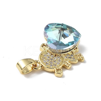 Real 18K Gold Plated Rack Plating Brass Micro Pave Clear Cubic Zirconia Pendants KK-C015-23G-07-1