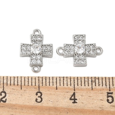 Brass Micro Pave Cubic Zirconia Connector Charms KK-U056-38P-1