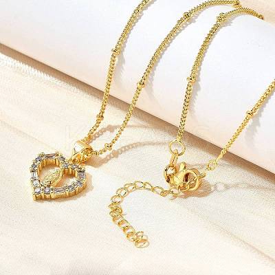 Brass Clear Cubic Zirconia Pendant Necklaces for Women NJEW-A039-02A-G-1