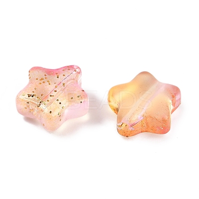 Transparent Spray Painted Frosted Glass Beads X2-GLAA-NH0003-01B-1