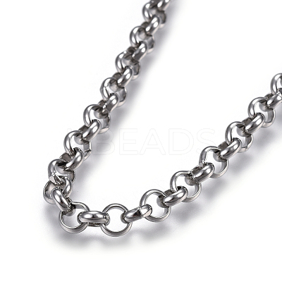 Non-Tarnish 304 Stainless Steel Rolo Chain Necklaces NJEW-F242-12P-D-1