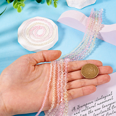 12 Strands 3 Styles Gradient Color Baking Paint Glass Bead Strands DGLA-TA0001-21C-1