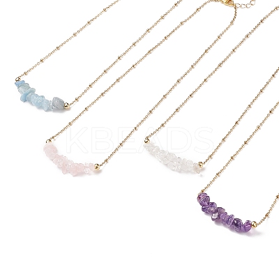 Natural Mixed Stone Chips Beaded Necklaces NJEW-JN03969-1