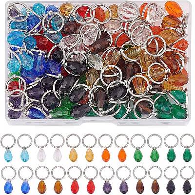 120Pcs 12 Colors Glass Charms PALLOY-GO00011-1
