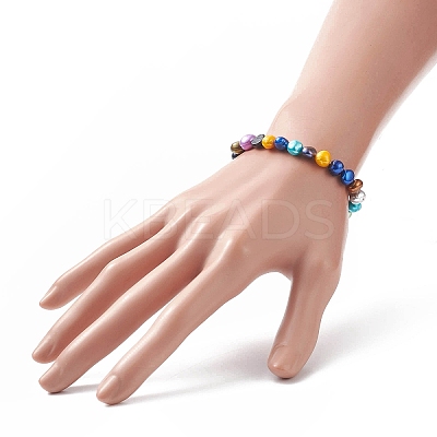 Dyed Natural Pearl Beaded Stretch Bracelet for Kids BJEW-JB09189-01-1