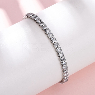 304 Stainless Steel with Clear Cubic Zirconia Link Chain Bracelets BJEW-G754-03P-02-1
