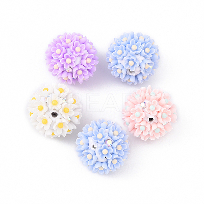 5Pcs Handmade Polymer Clay Rhinestone Beads CLAY-YW0002-50-1
