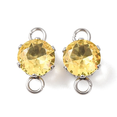 304 Stainless Steel Micro Pave Cubic Zirconia Connector Charms STAS-H240-50P-08-1