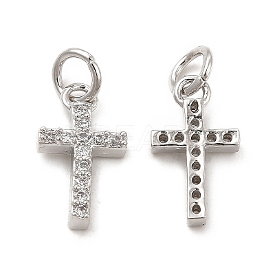 Brass Micro Pave Cubic Zirconia Charms KK-E068-VB259-1