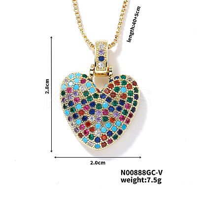 Brass Pave Colorful Cubic Zirconia Pendant Box Chain Necklaces NU0575-22-1