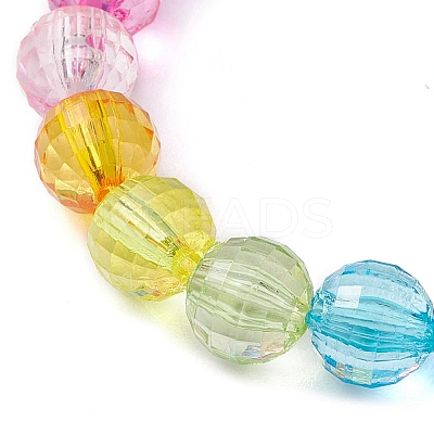 7.5mm Faceted Round Transparent Acrylic Beaded Stretch Bracelets BJEW-JB10249-02-1
