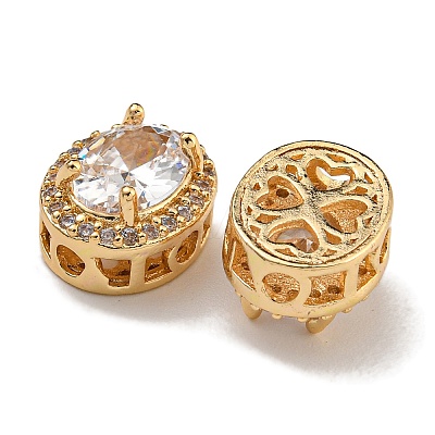 Brass Micro Pave Cubic Zirconia Beads KK-U037-07G-01-1