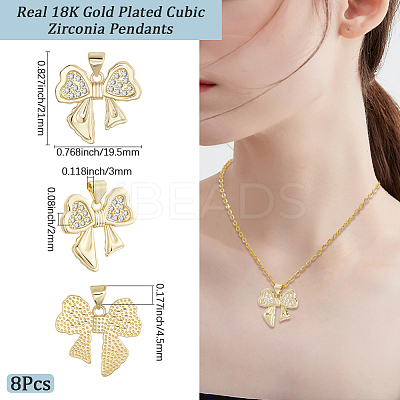 8Pcs Brass Micro Pave Cubic Zirconia Pendants KK-BBC0020-49-1