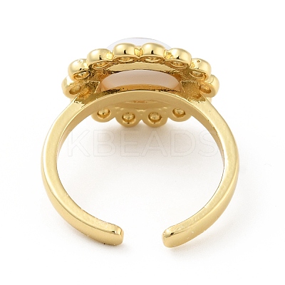 Acrylic Sun with Evil Eye Open Cuff Ring RJEW-B042-07G-03-1