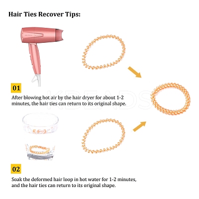 Printed Plastic Telephone Cord Elastic Hair Ties OHAR-R111-13-1